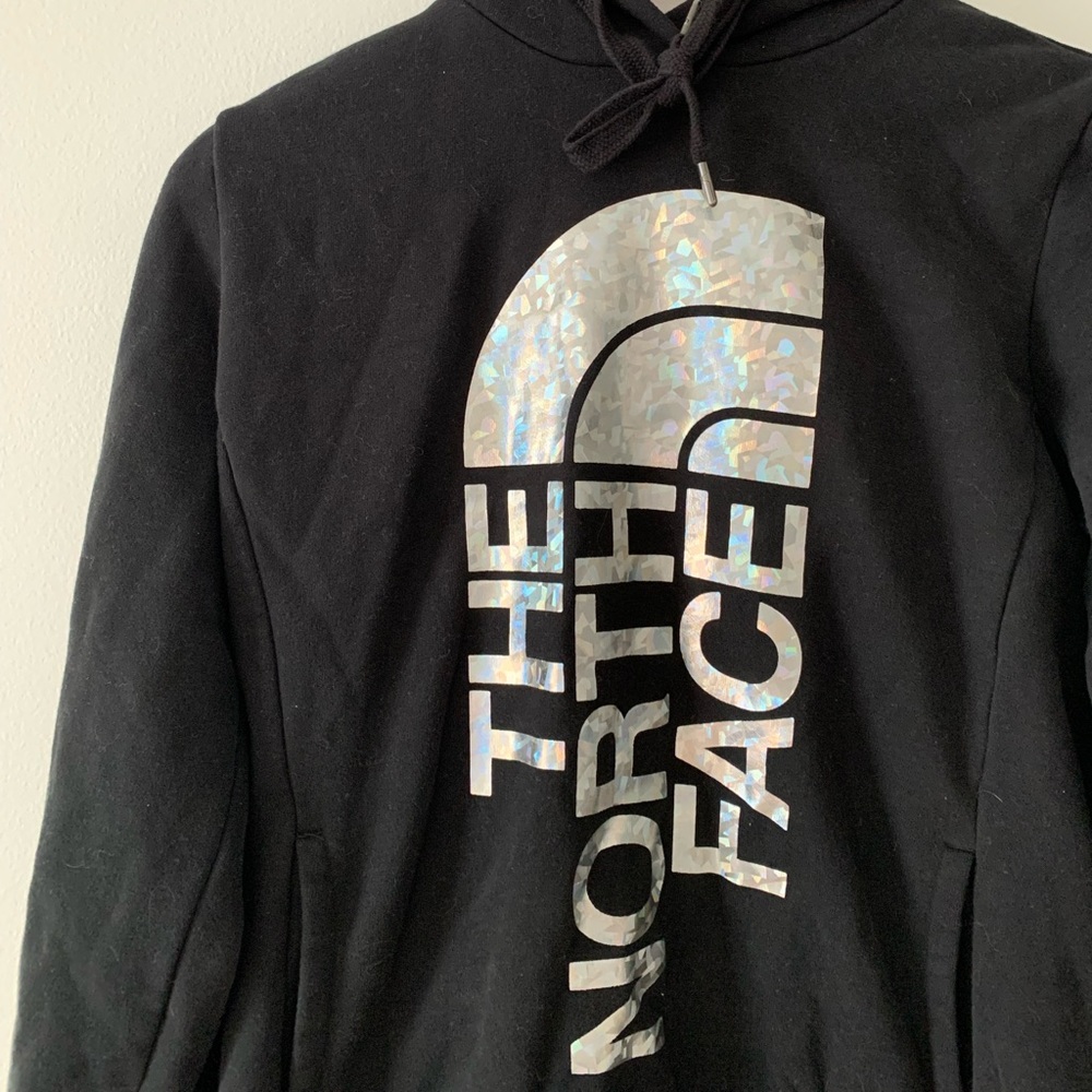 The North Face Holographic Logo Black Hoodie